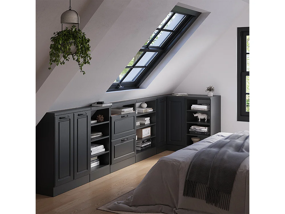 Corner kitchen cabinet for sloping roofs anthracite country house 75.6x75.6x81.6 r-line