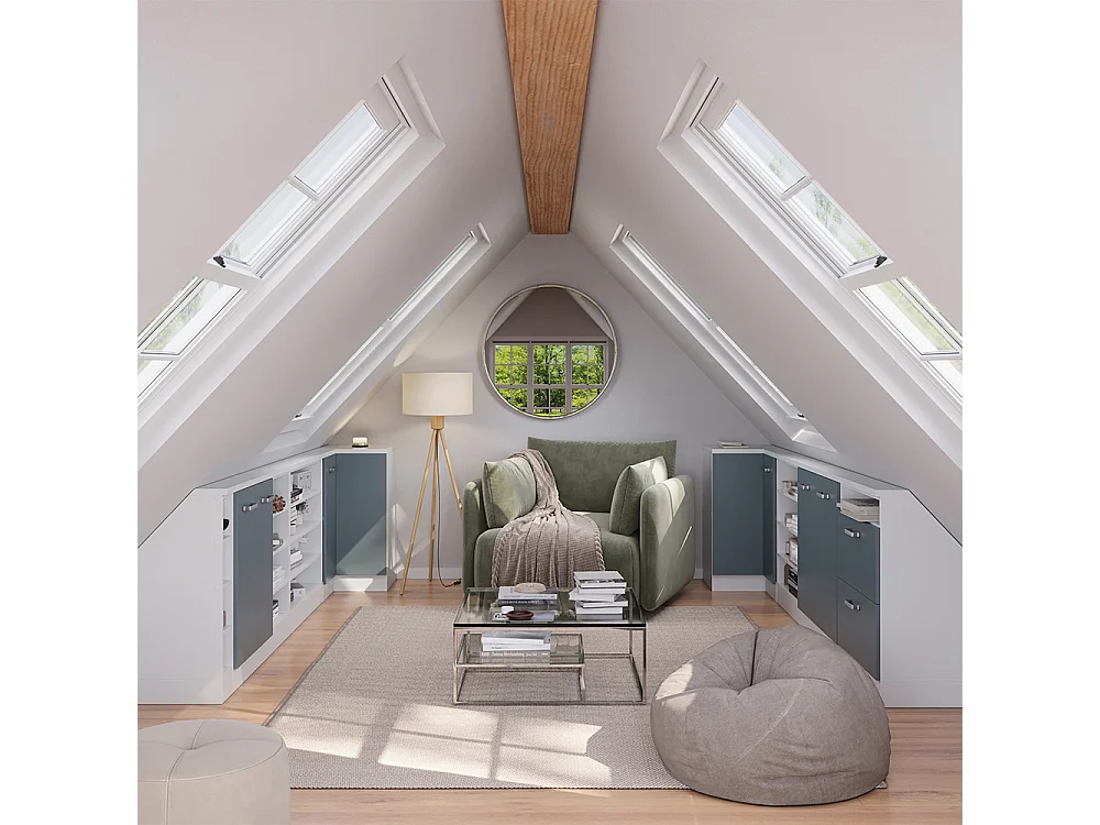 Meuble de cuisine dangle pour combles bleu-gris 75.6x75.6x81.6 r-line