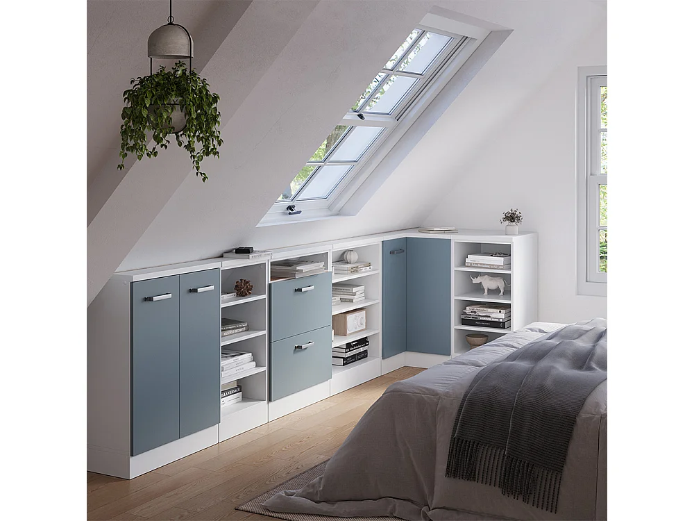 Meuble de cuisine dangle pour combles bleu-gris 75.6x75.6x81.6 r-line