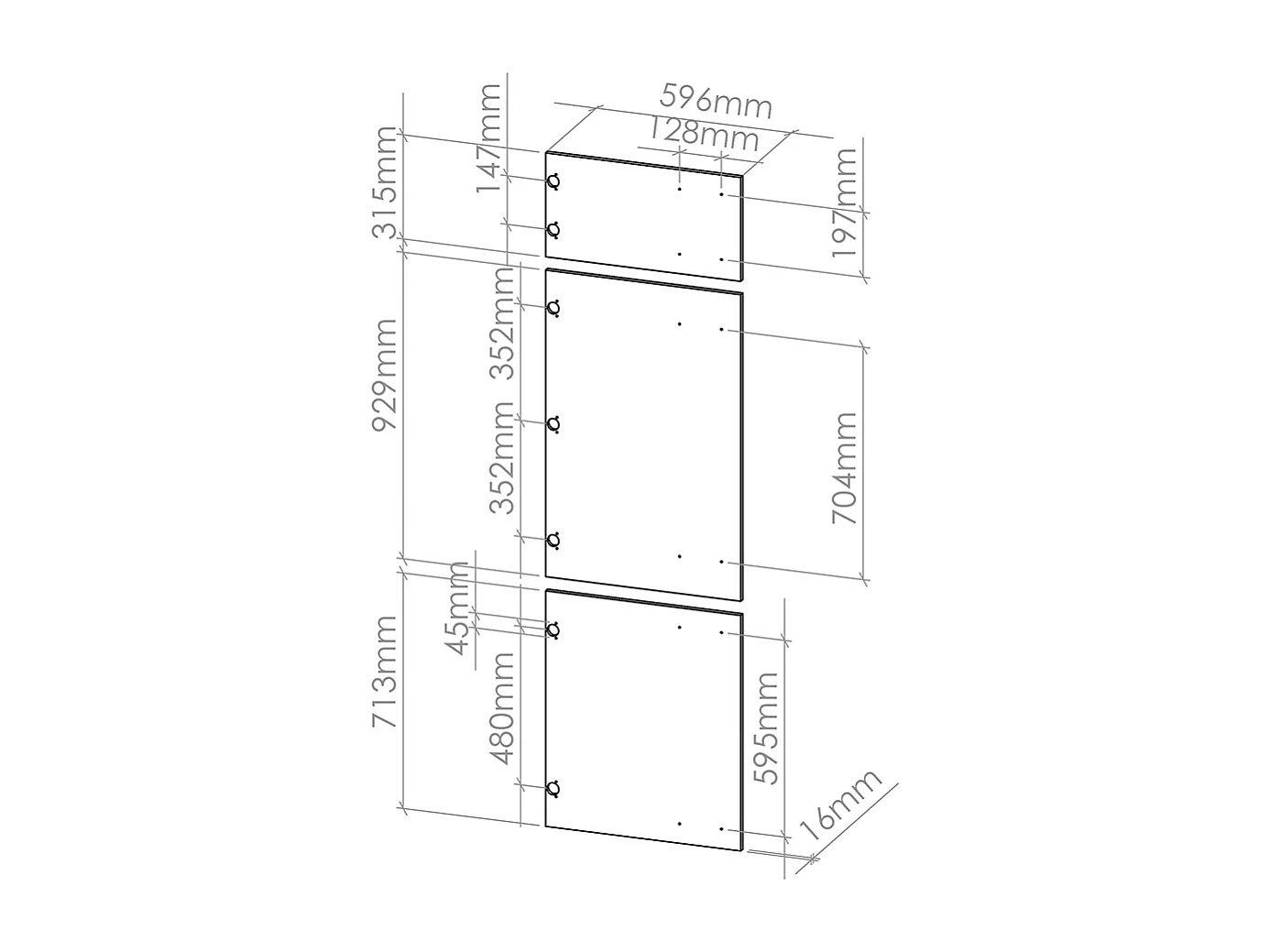 Façade de cuisine gris noble 59.6x1.6x196 r-line