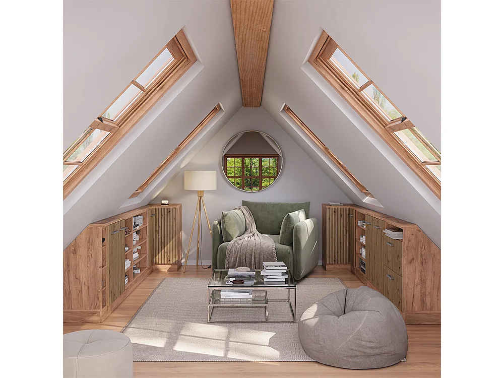 Meuble de cuisine dangle pour combles chêne artisan 75.6x75.6x81.6 r-line