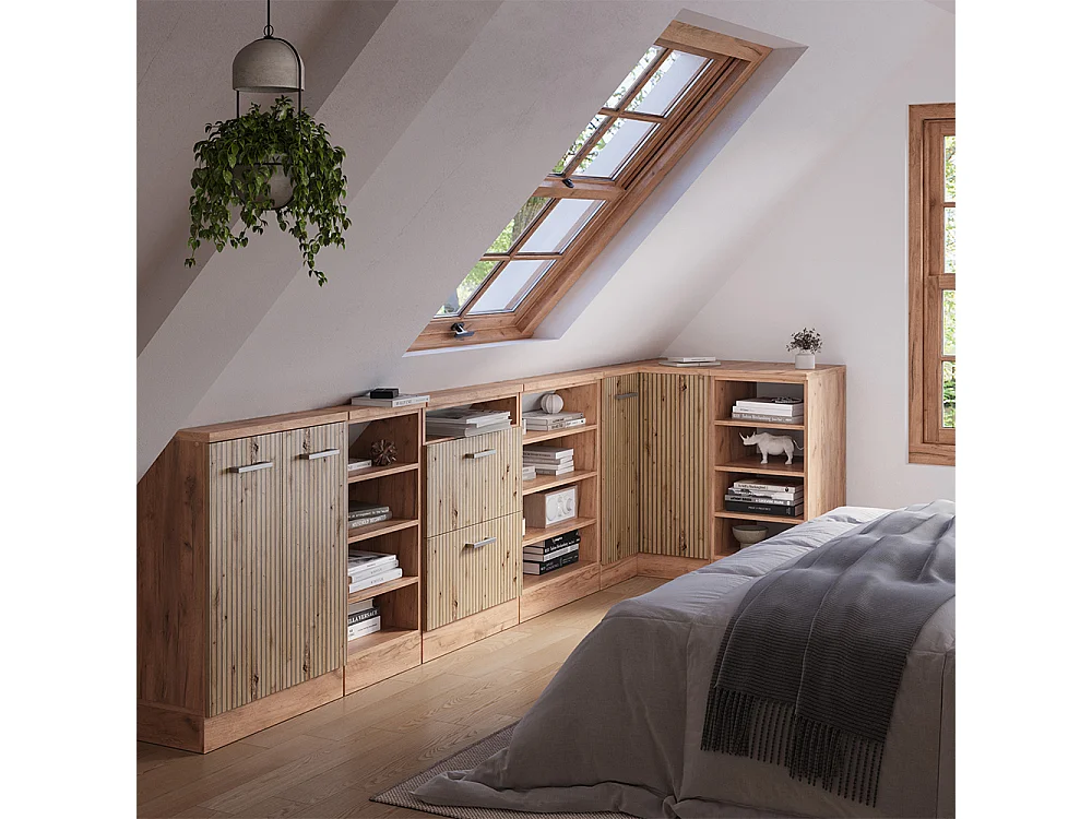 Meuble de cuisine dangle pour combles chêne artisan 75.6x75.6x81.6 r-line