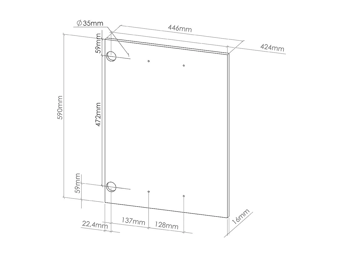 Façade de cuisine blanc campagne 44.6x1.6x59 r-line