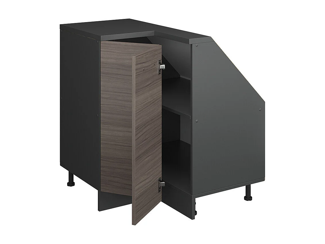 Corner kitchen cabinet for sloping roofs noble grey 75.6x75.6x81.6 r-line
