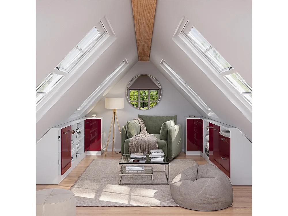 Meuble de cuisine dangle pour combles rouge brillant 75.6x75.6x81.6 r-line