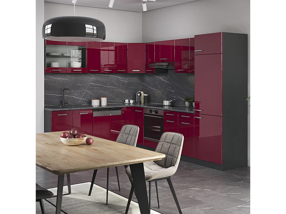 Façade de cuisine rouge brillant 59.6x1.6x71.3 r-line