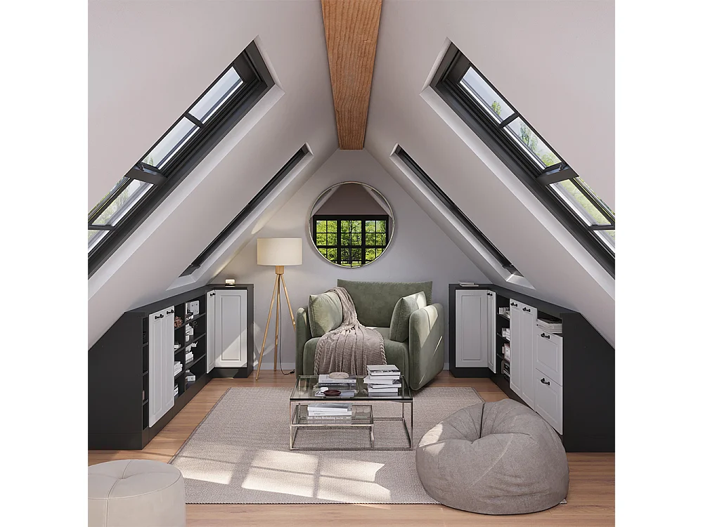 Meuble de cuisine dangle pour combles blanc campagne 75.6x75.6x81.6 r-line