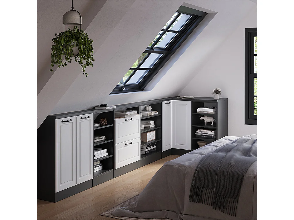 Meuble de cuisine dangle pour combles blanc campagne 75.6x75.6x81.6 r-line