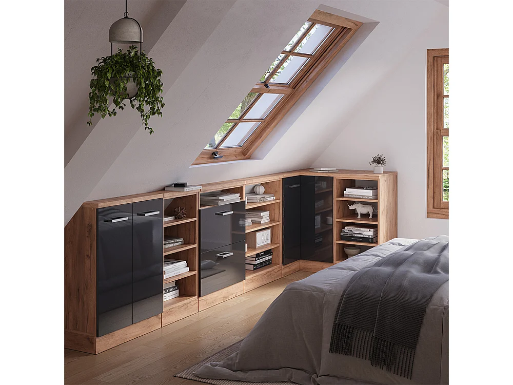 Meuble de cuisine dangle pour combles anthracite haute brillance 75.6x75.6x81.6 r-line