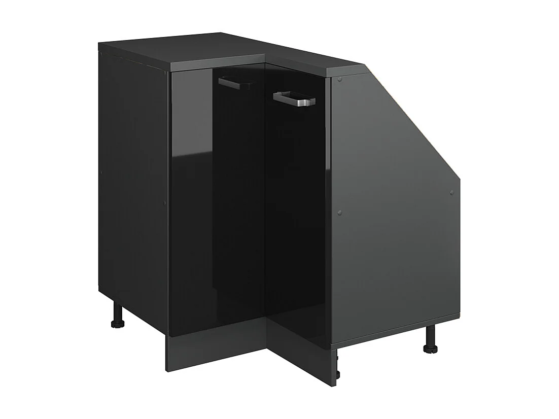 Meuble de cuisine dangle pour combles noir haute brillance 75.6x75.6x81.6 r-line