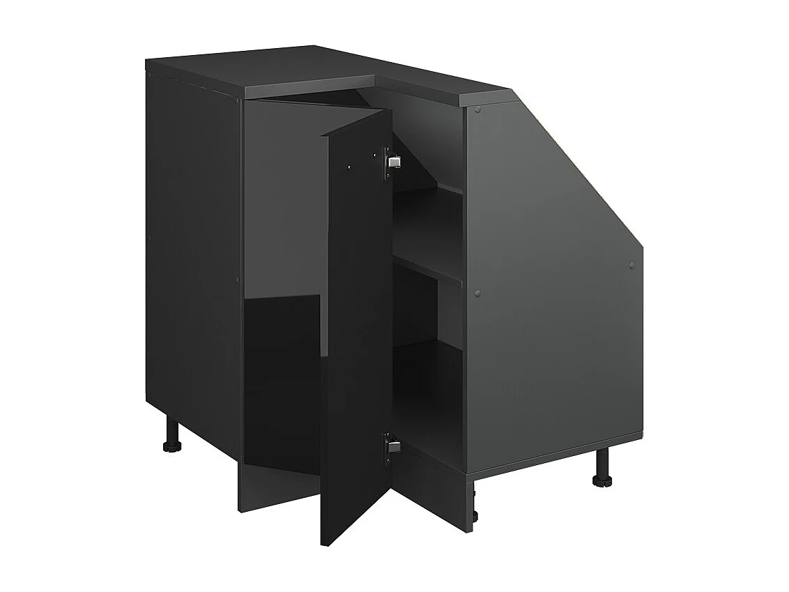 Vinkelskåp för sluttande tak svart högblank 75.6x75.6x81.6 r-line