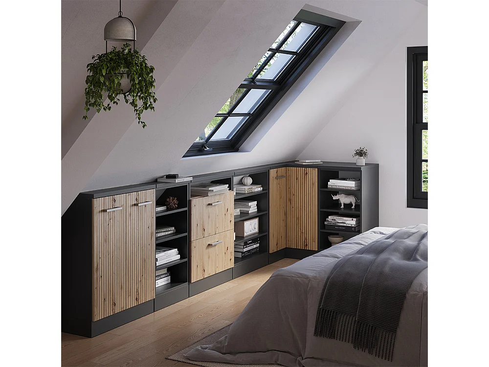 Meuble de cuisine dangle pour combles chêne artisan 75.6x75.6x81.6 r-line