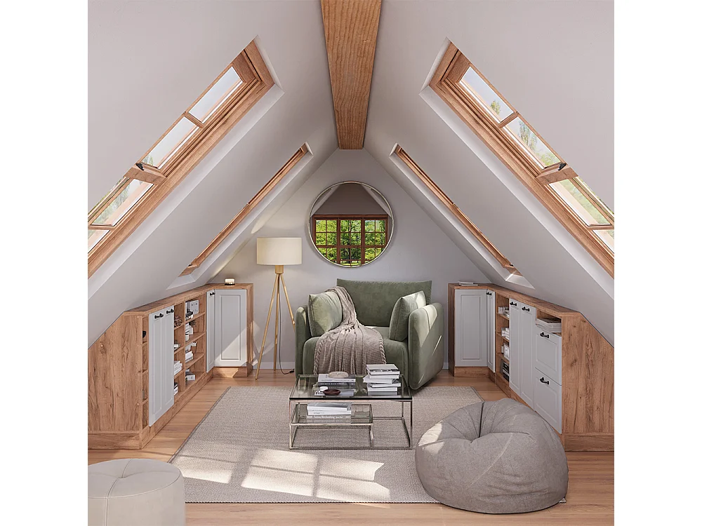 Meuble de cuisine dangle pour combles blanc campagne 75.6x75.6x81.6 r-line