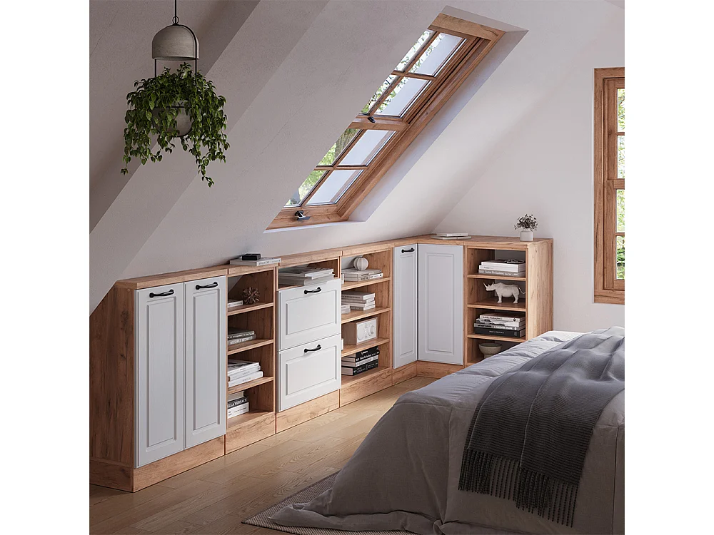 Vinkelskåp för sluttande tak vitt hus på landet 75.6x75.6x81.6 r-line