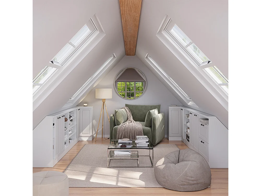 Eck-Küchenschrank für Dachschrägen weiß landhaus 75.6x75.6x81.6 r-line