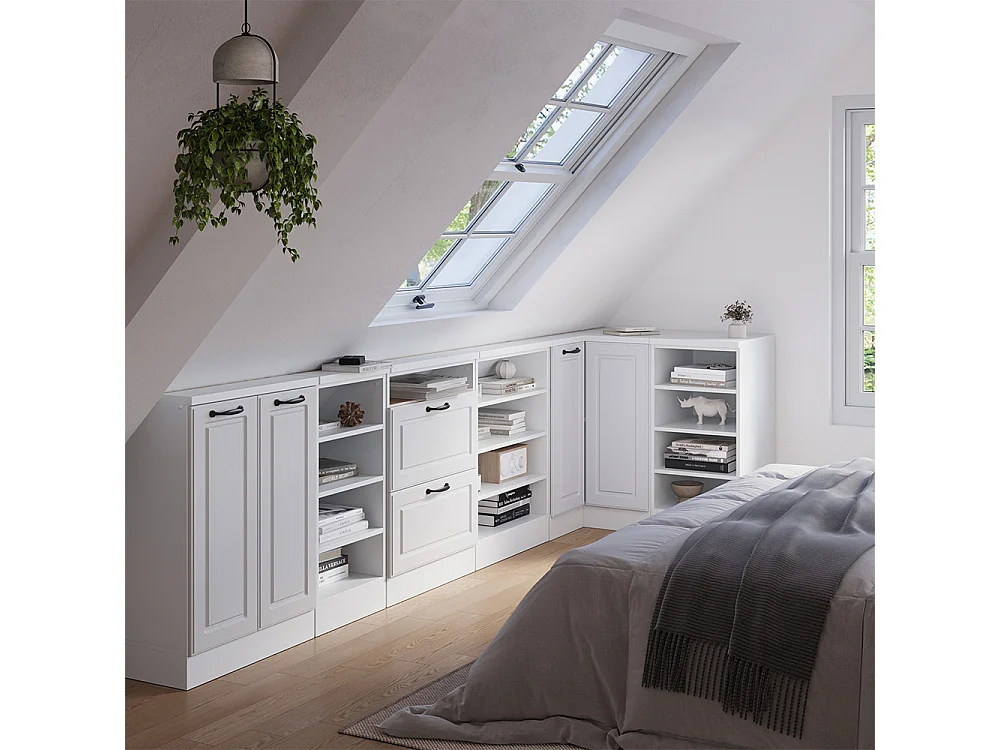 Vinkelskåp för sluttande tak vitt hus på landet 75.6x75.6x81.6 r-line