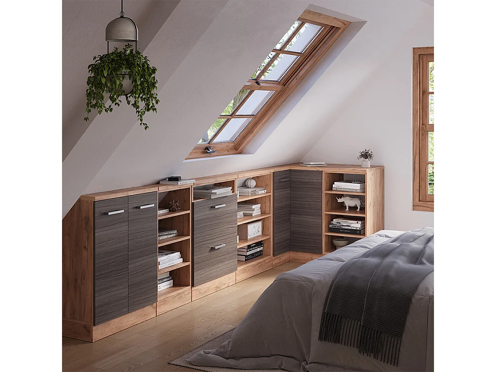 Eck-Küchenschrank für Dachschrägen edelgrau 75.6x75.6x81.6 r-line