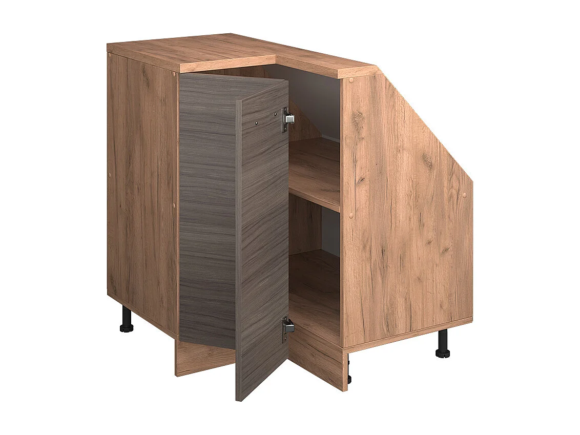 Corner kitchen cabinet for sloping roofs noble grey 75.6x75.6x81.6 r-line