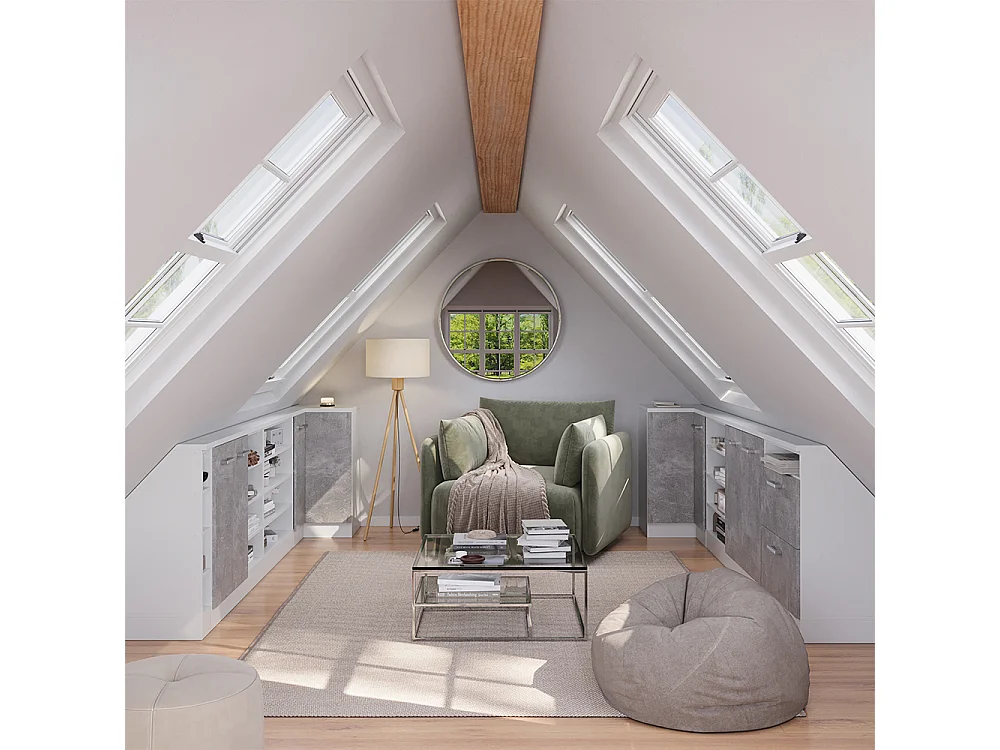 Eck-Küchenschrank für Dachschrägen beton 75.6x75.6x81.6 r-line