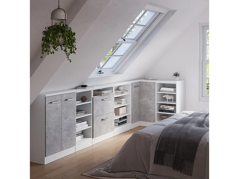 Eck-Küchenschrank für Dachschrägen beton 75.6x75.6x81.6 r-line