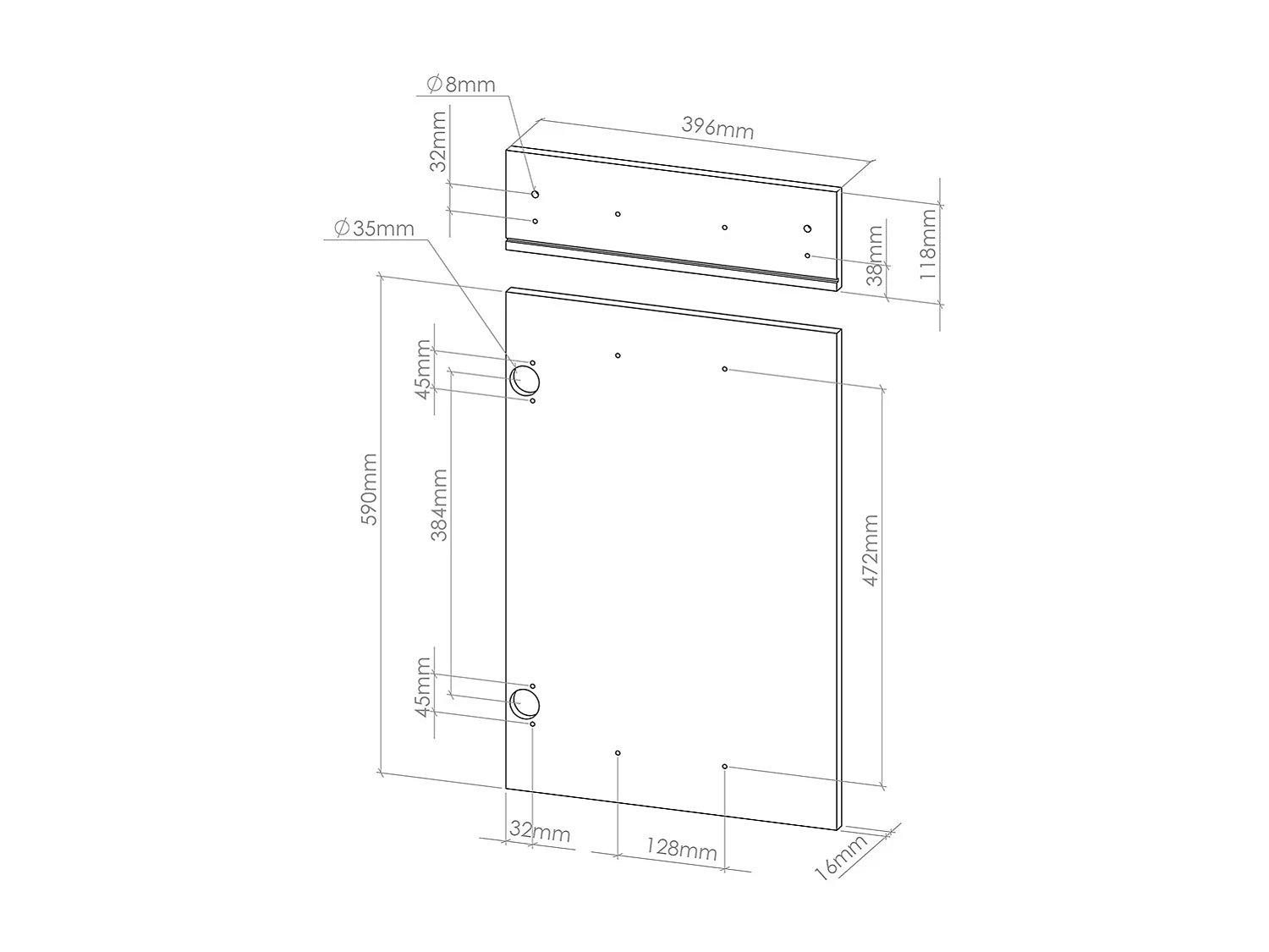Façade de cuisine sonoma 39.6x1.6x71.6 r-line