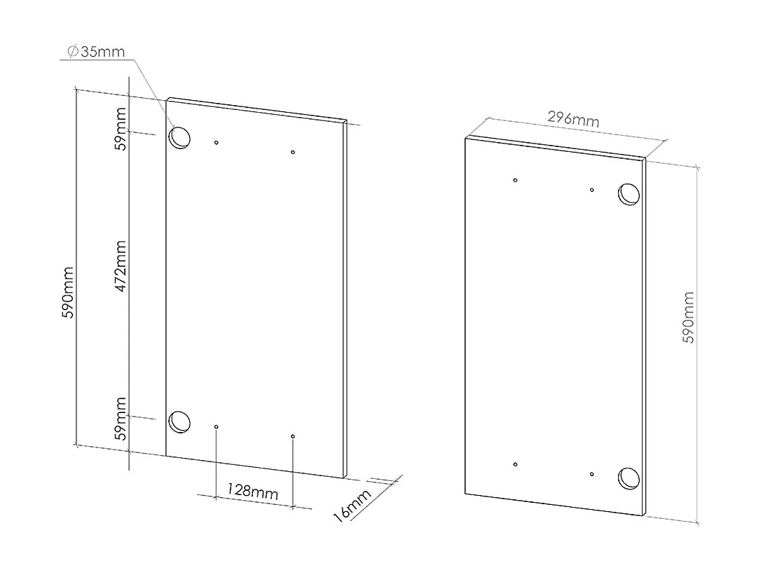Façade de cuisine anthracite haute brillance 59.2x1.6x59 r-line