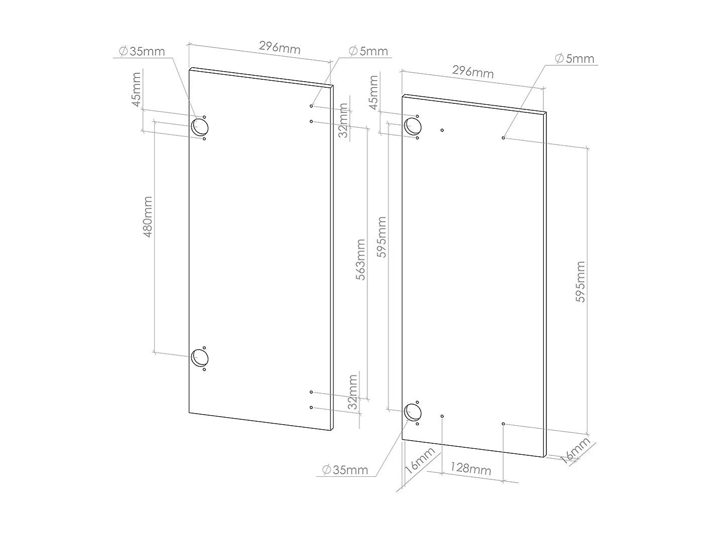 Façade de cuisine anthracite haute brillance 59.2x1.6x71.3 r-line