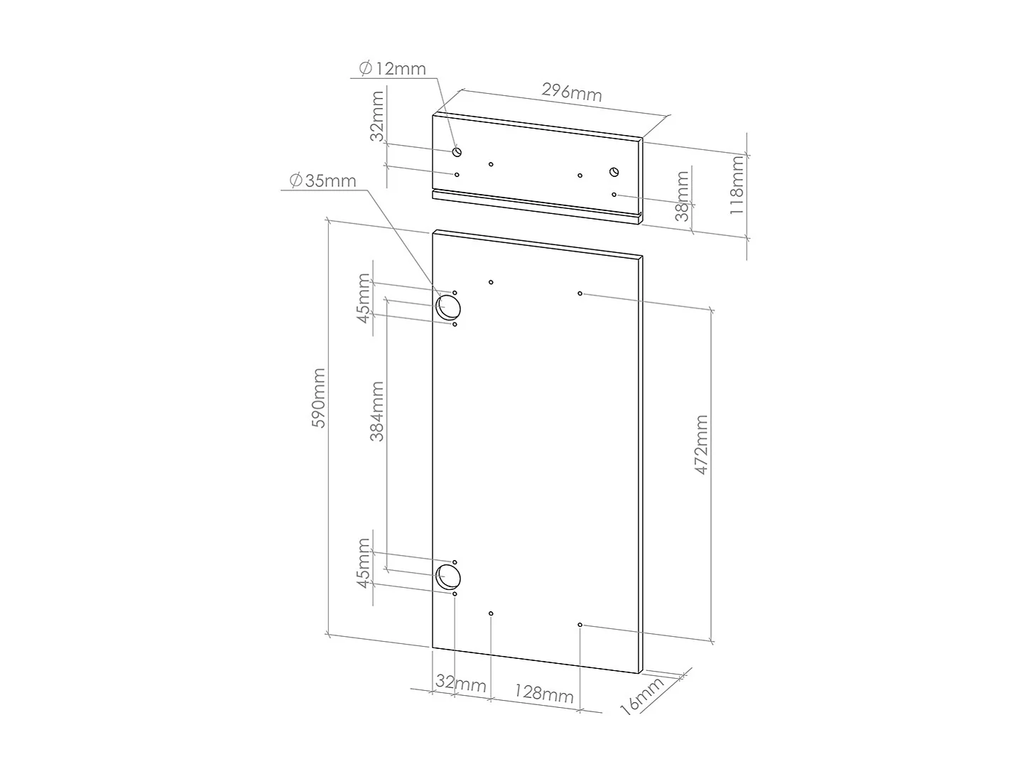 Façade de cuisine anthracite haute brillance 29.6x1.6x71.6 r-line