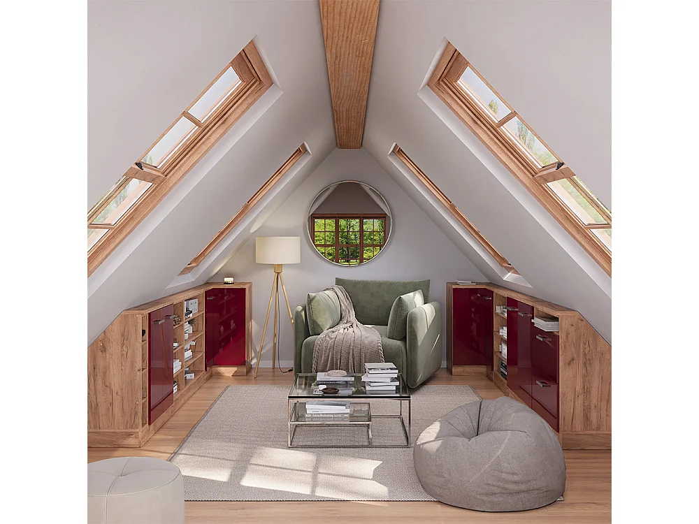 Meuble de cuisine dangle pour combles rouge brillant 75.6x75.6x81.6 r-line