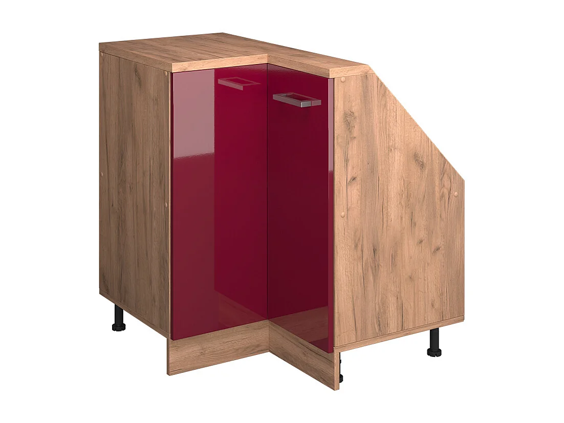 Corner kitchen cabinet for sloping roofs red high gloss 75.6x75.6x81.6 r-line