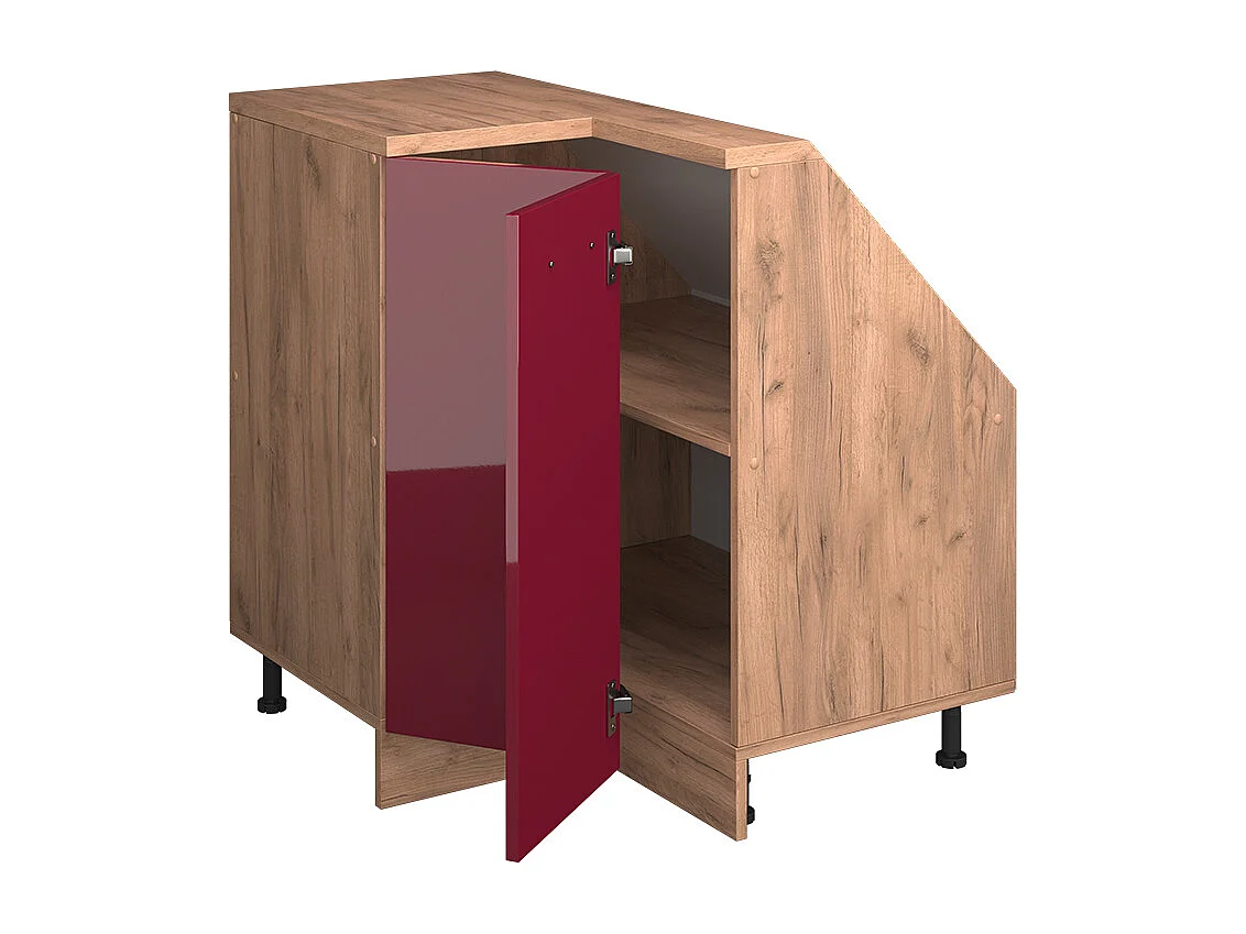 Corner kitchen cabinet for sloping roofs red high gloss 75.6x75.6x81.6 r-line