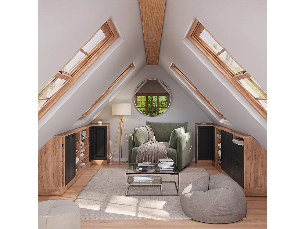 Meuble de cuisine dangle pour combles anthracite campagne 75.6x75.6x81.6 r-line