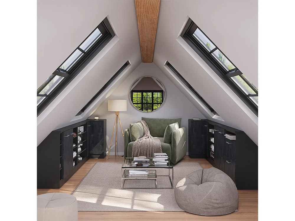 Meuble de cuisine dangle pour combles béton noir 75.6x75.6x81.6 r-line