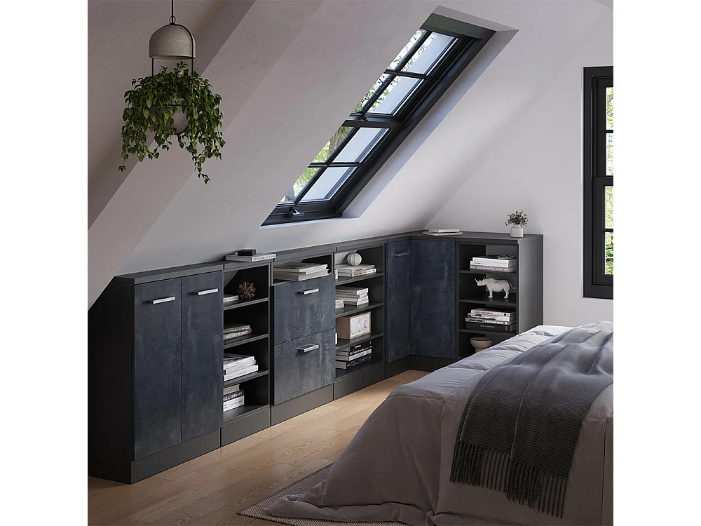 Meuble de cuisine dangle pour combles béton noir 75.6x75.6x81.6 r-line