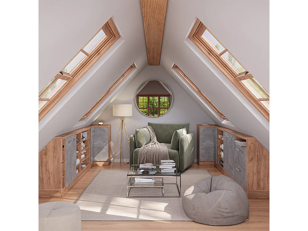 Meuble de cuisine dangle pour combles béton 75.6x75.6x81.6 r-line