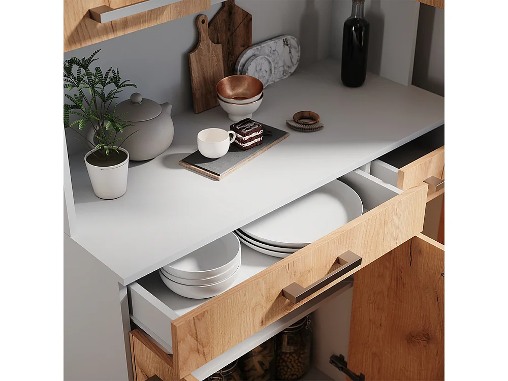 Bufet kuchenny biały/złoty dąb 100.1x46x188.5 raul