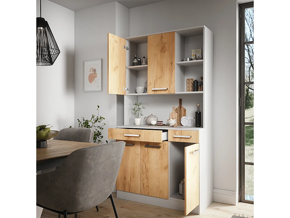 Bufet kuchenny biały/złoty dąb 100.1x46x188.5 raul