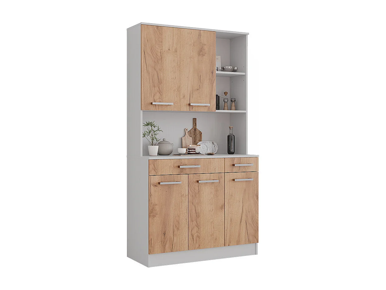 Bufet kuchenny biały/złoty dąb 100.1x46x188.5 raul