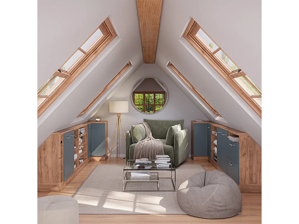 Meuble de cuisine dangle pour combles bleu-gris 75.6x75.6x81.6 r-line