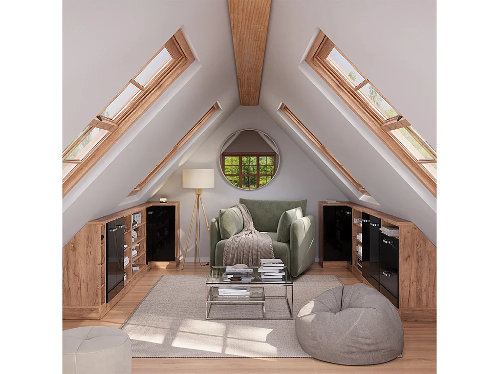 Meuble de cuisine dangle pour combles noir haute brillance 75.6x75.6x81.6 r-line