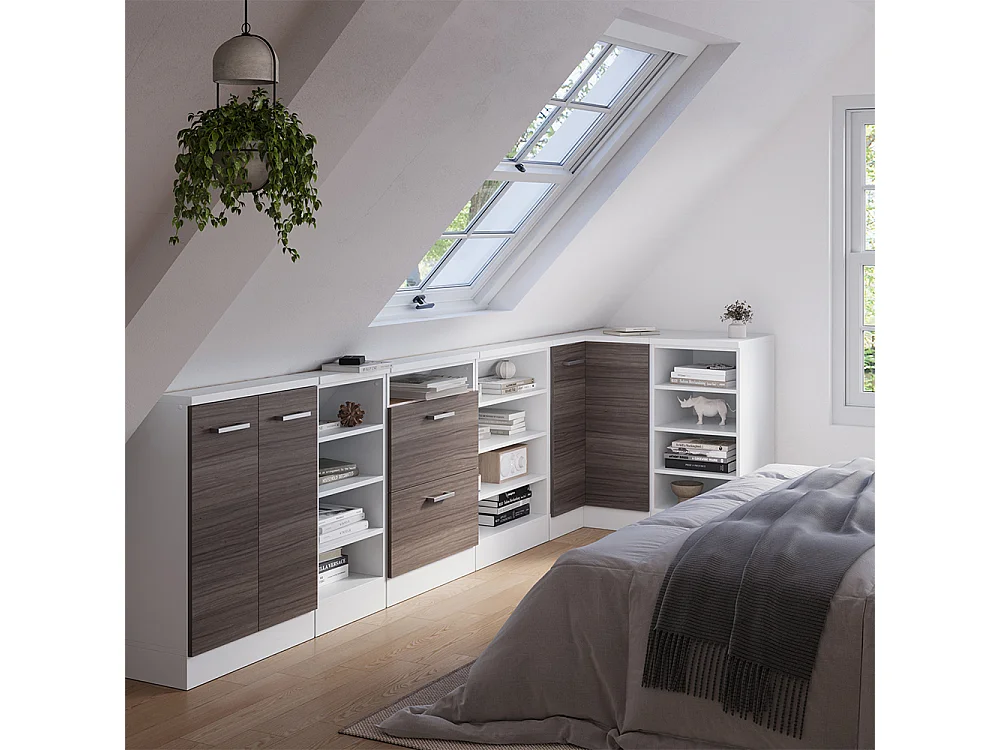 Corner kitchen cabinet for sloping roofs noble gray 75.6x75.6x81.6 r-line