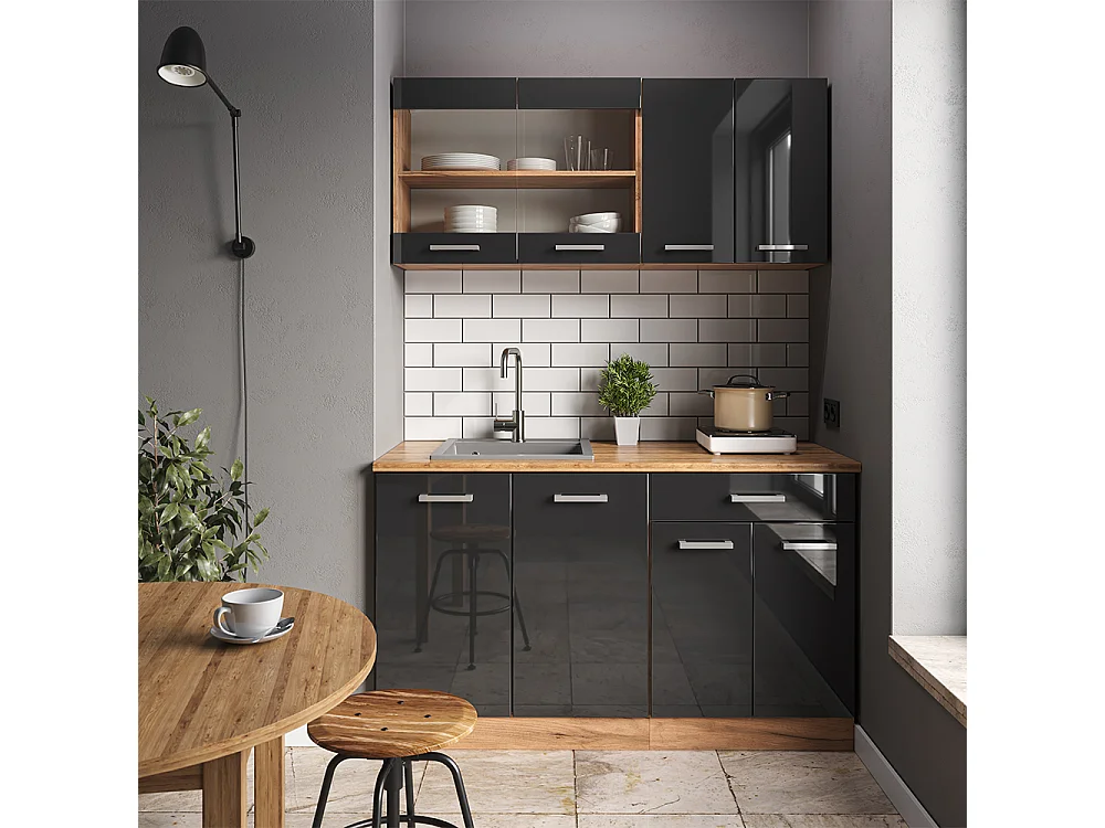 Façade de cuisine anthracite haute brillance 59.6x1.6x88.4 r-line