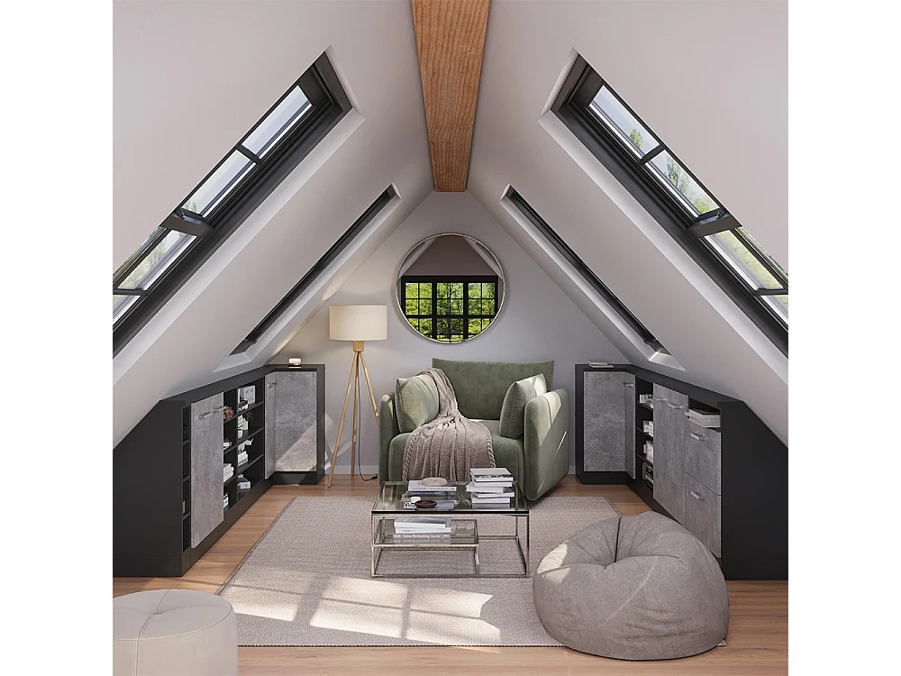 Meuble de cuisine dangle pour combles béton 75.6x75.6x81.6 r-line