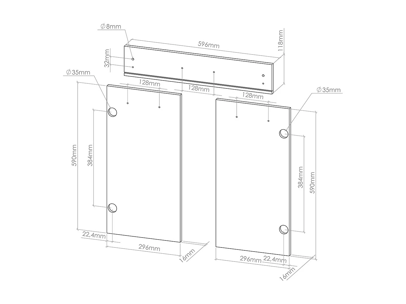 Façade de cuisine anthracite campagne 59.2x1.6x70.8 r-line
