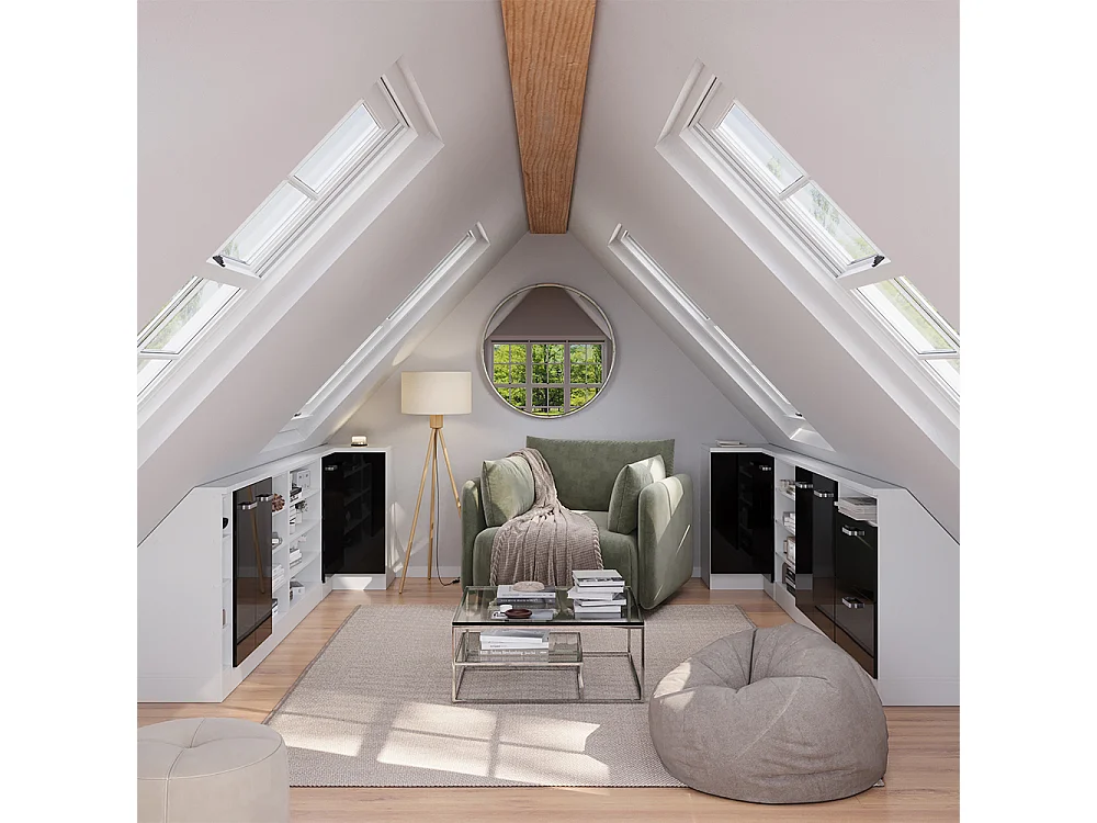 Meuble de cuisine dangle pour combles noir haute brillance 75.6x75.6x81.6 r-line