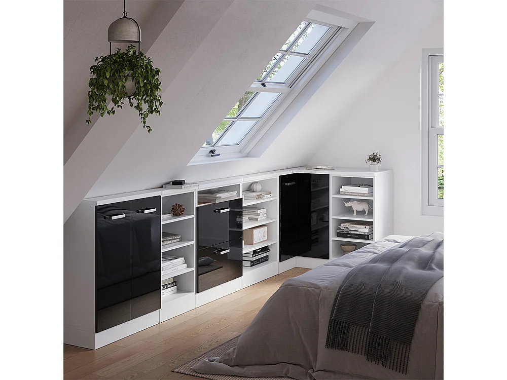 Meuble de cuisine dangle pour combles noir haute brillance 75.6x75.6x81.6 r-line