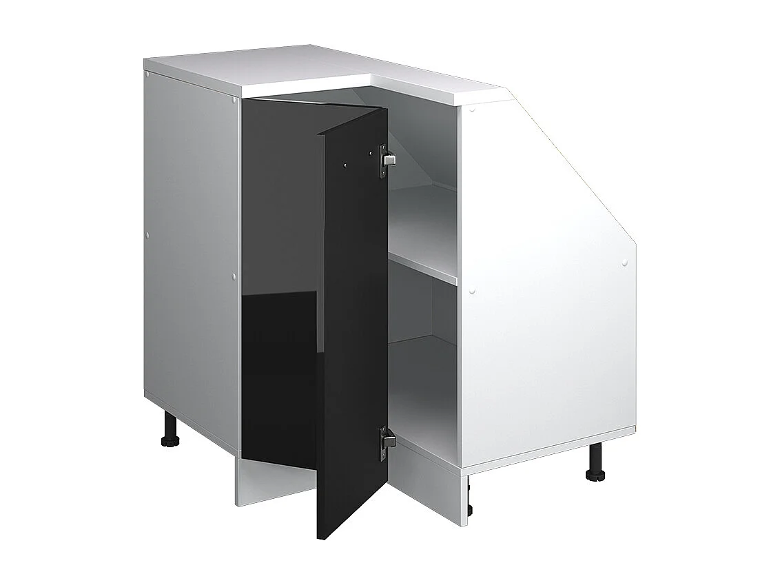 Corner kitchen cabinet for sloping roofs black high gloss 75.6x75.6x81.6 r-line