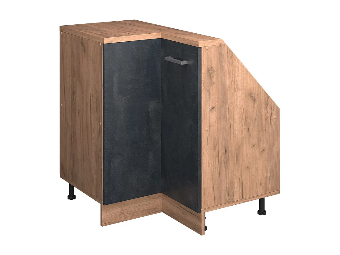 Eck-Küchenschrank für Dachschrägen schwarz beton 75.6x75.6x81.6 r-line