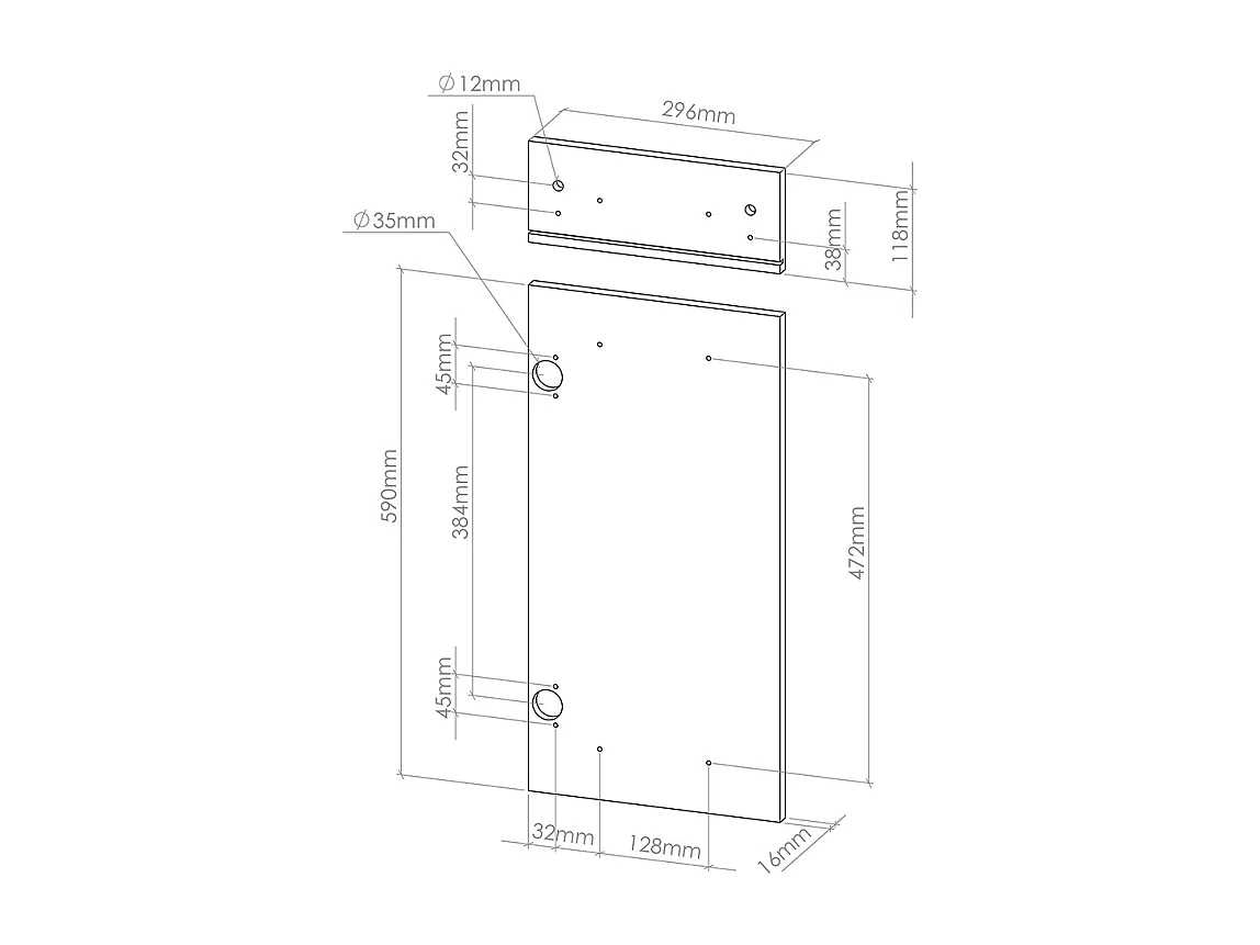 Façade de cuisine blanc 29.6x1.6x71.6 r-line