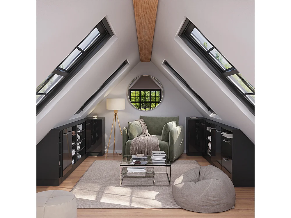 Meuble de cuisine dangle pour combles anthracite haute brillance 75.6x75.6x81.6 r-line